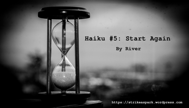 An hourglass; monochrome photograph. Image for Haiku #5: Start Again by River.