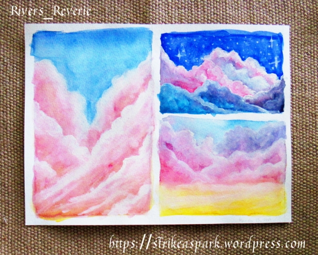 Clouds in Watercolor. Tutorial by makoccino on YT.